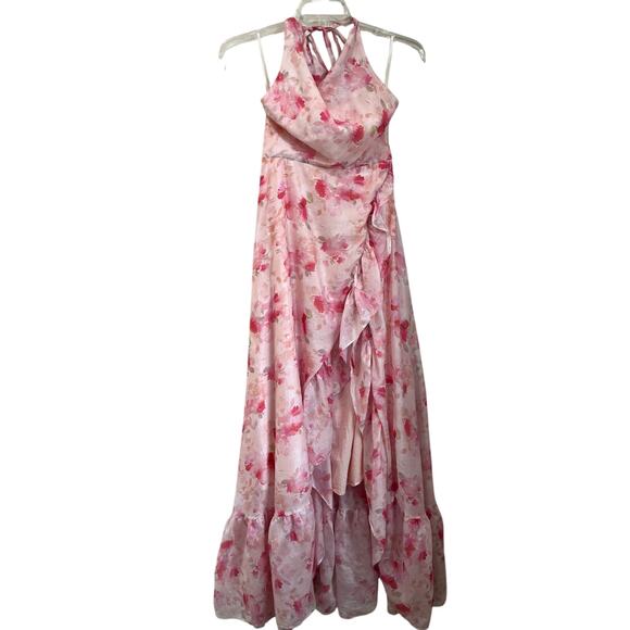 Hello Molly Tree Island Pink Halter Maxi Dress Women’s Size 6 Flowy Formal - Picture 2 of 11